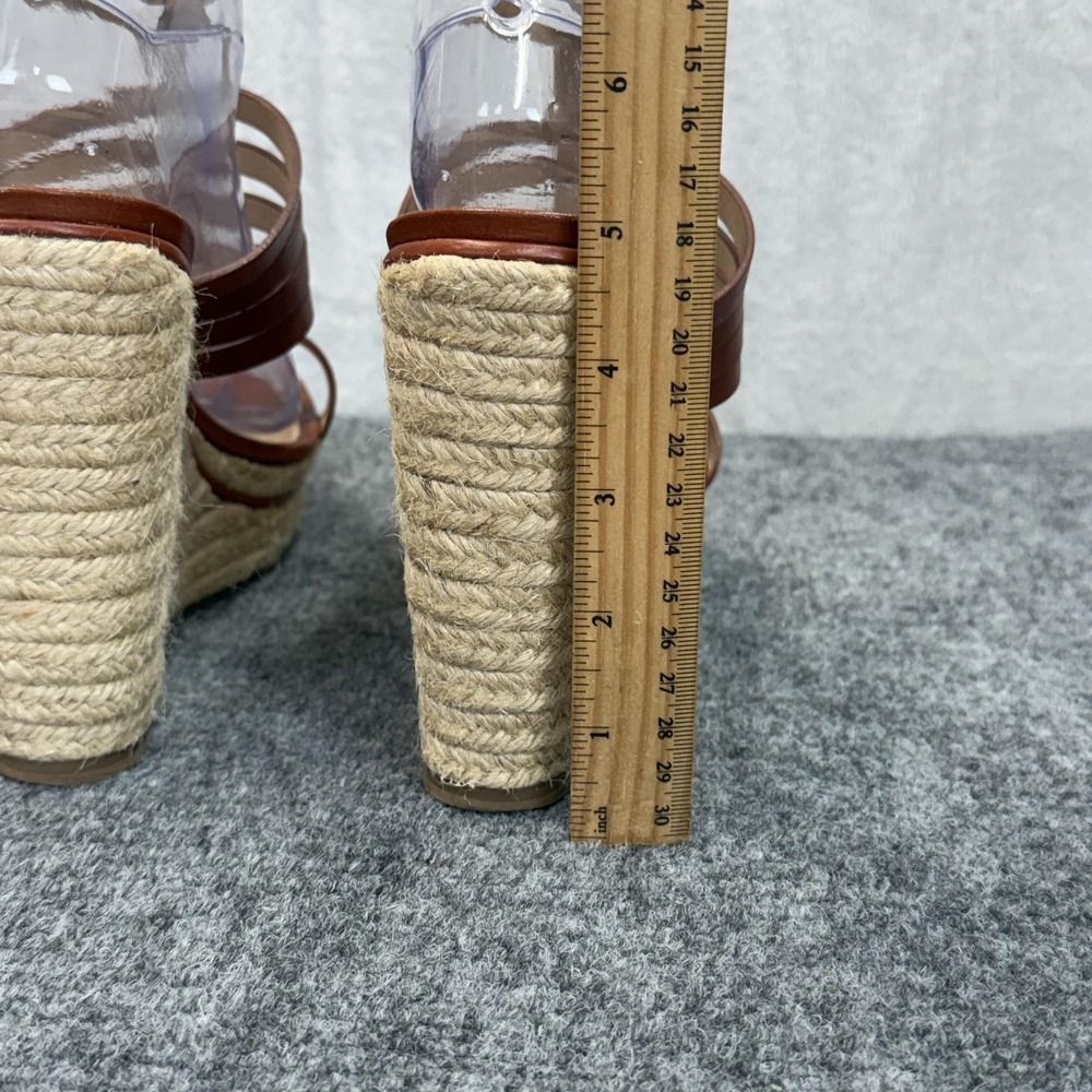 Diane Von Furstenberg Sandals Womens 9.5 Brown GABBY Leather Espadrille Wedge - Picture 9 of 13
